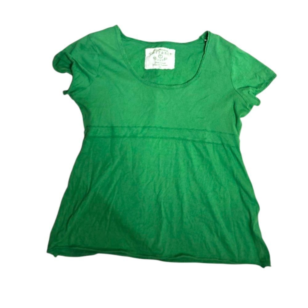 Y2K kelly green short‎ sleeve babydoll empire waist tee shirt L